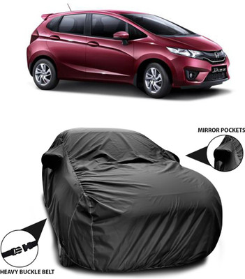 ANTHUB Car Cover For Honda Jazz (With Mirror Pockets)(Black)