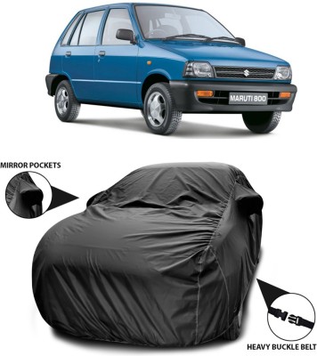 SEBONGO Car Cover For Maruti Suzuki 800 (With Mirror Pockets)(Black)