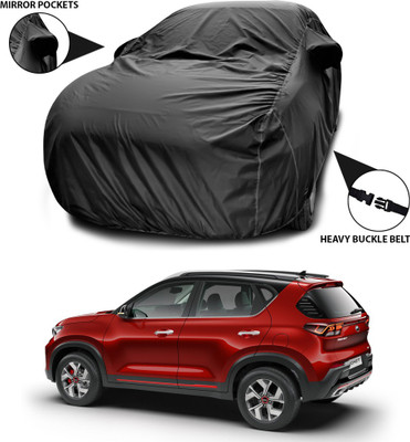 SEBONGO Car Cover For Kia Sonet (With Mirror Pockets)(Black)