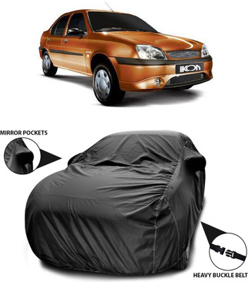 ANTHUB Car Cover For Ford Ikon (With Mirror Pockets)(Black)