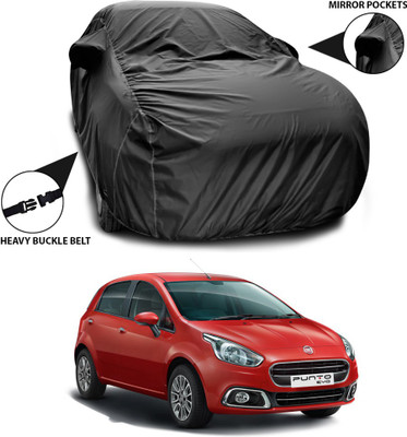 ANTHUB Car Cover For Fiat Punto Evo (With Mirror Pockets)(Black)