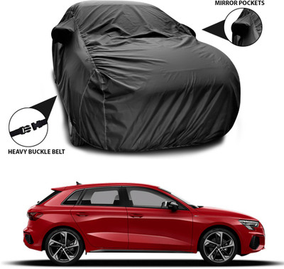 ANTHUB Car Cover For Audi A3 (With Mirror Pockets)(Black)