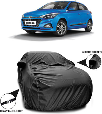 SEBONGO Car Cover For Hyundai Elite i20 (With Mirror Pockets)(Black)
