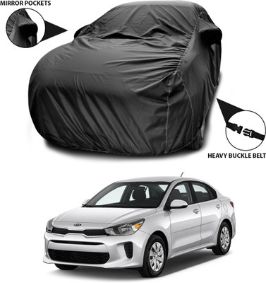 SEBONGO Car Cover For Kia Rio (With Mirror Pockets)(Black)