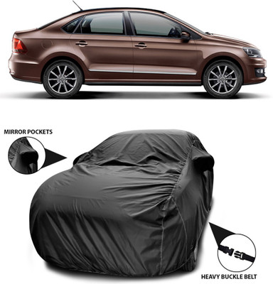 SEBONGO Car Cover For Volkswagen Vento (With Mirror Pockets)(Black)