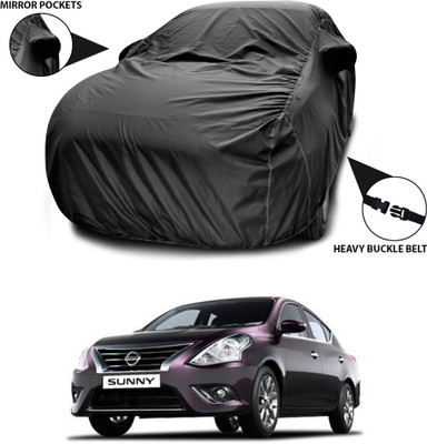 ANTHUB Car Cover For Nissan Sunny (With Mirror Pockets)(Black)