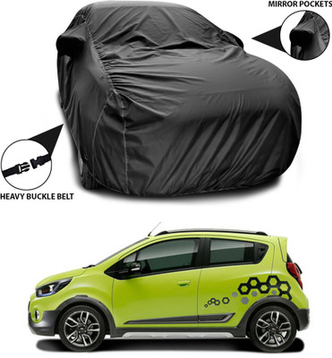 ANTHUB Car Cover For Chevrolet Beat (With Mirror Pockets)(Black)
