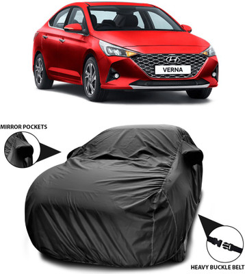 ANTHUB Car Cover For Hyundai Verna Facelift (With Mirror Pockets)(Black)