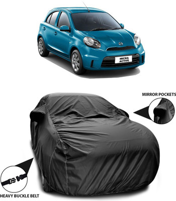 ANTHUB Car Cover For Nissan Micra Active (With Mirror Pockets)(Black)
