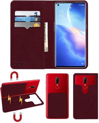 ACM Flip Cover for Oppo Reno5 Pro 5G(Maroon, Cases with Holder, Pack of: 1)