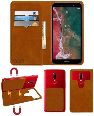 ACM Flip Cover for Nokia C1 Plus(Gold, Cases with Holder, Pack of: 1)