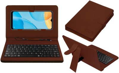 ACM Keyboard Case for Oppo A15S(Brown, Cases with Holder, Pack of: 1)