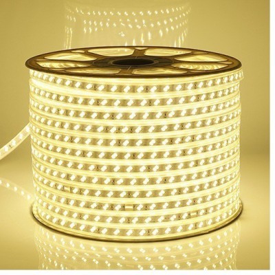 Hybrix LED Ceiling Light (6 Mtr. Roll) Cove Rope Light, Strip Light, Double Row SMD 5730 LED (72 LEDs/Mtr), Waterproof IP67 & Flexible With AC Adaptor Plug, Direct 220v AC, Natural Warm White Color. Recessed Ceiling Lamp(Yellow)