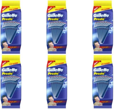 Gillette Presto Readyshaver Manual Shaving Razor (10 In 1)- (Pack of 6 )by Rmr JaiHind(Pack of 6)