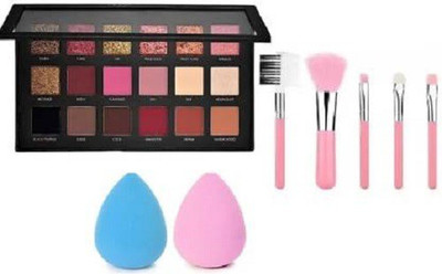 Zuen rosegold eyeshadow with 5 brush set &2 puffs(3 Items in the set)