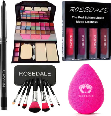Crynn Smudge Proof Essential MMakeup Brush & Powdered Blender Sponge(14 Items in the set)