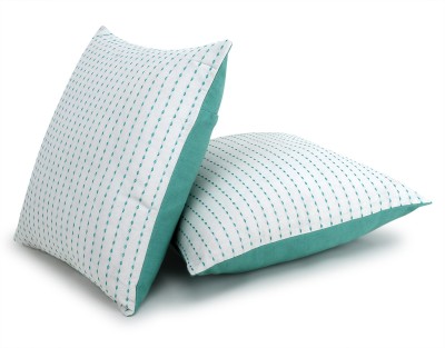 Dekor World Striped Cushions & Pillows Cover(Pack of 2, 50 cm*50 cm, Blue)