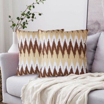 Dekor World Cotton Cushions & Pillows Cover(Pack of 2, 40 cm*40 cm, Beige, Brown)