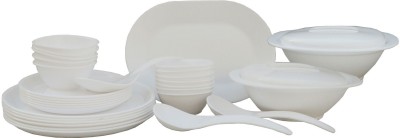 Incrizma Pack of 32 PP (Polypropylene) Dinner Set(White, Microwave Safe)