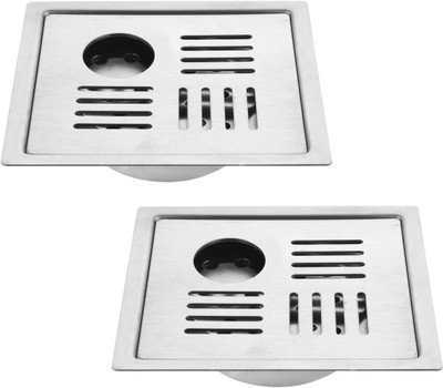 RUHE Floor Stainless Steel Push Down Strainer(12.7 cm Set of 2)