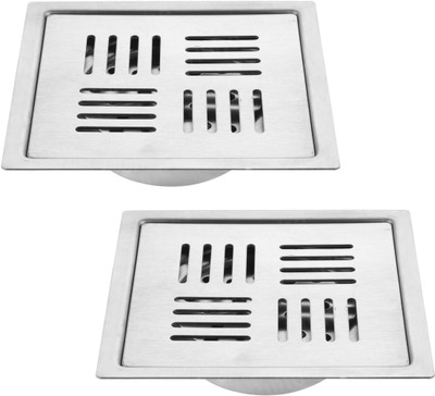 RUHE Floor Stainless Steel Push Down Strainer(12.7 cm Set of 2)