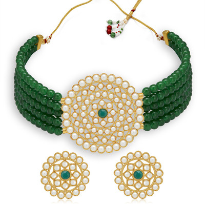 Mad Club Alloy Gold-plated Green Jewellery Set(Pack of 1)