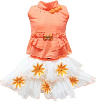 Top Fashion Baby Girls Party(Festive) Top Skirt(Orange)