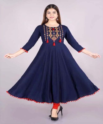 JIVIKA STIALISH Women Printed Anarkali Kurta(Green, Blue, Maroon, Black, Yellow)