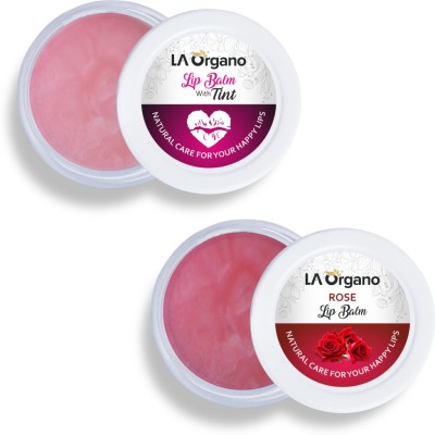 LA Organo Tint & Rose Lip Balm For Dry, Chapped Lips Tint, Rose(Pack of: 2, 20 g)