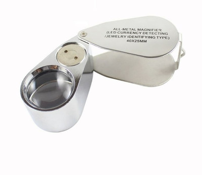 uptodatetools Metal Illuminated Magnifying Glass 40x Illuminated(Silver)