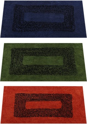 Padam Enterprises Cotton Door Mat(Orange, Blue, Green, Medium, Pack of 3)