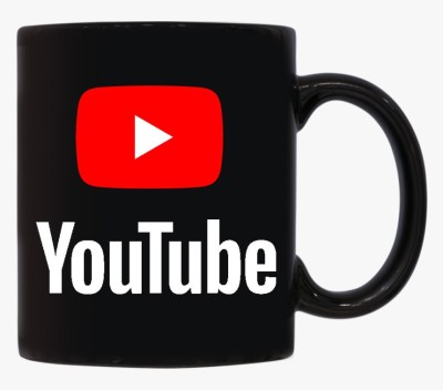 JAIPURART YouTube Logo | Best For A Youtuber | Best Gift For A Youtuber | Black Ceramic Coffee Mug(330 ml)