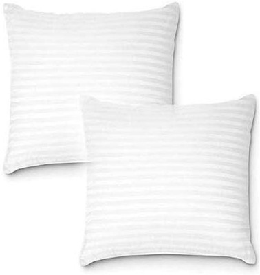 Livasto Polyester Fibre Stripes Sleeping Pillow Pack of 2(White)