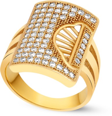 mahi creation Brass Cubic Zirconia Gold Plated Ring