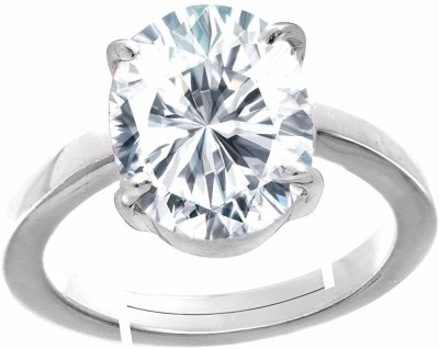 OM GYATRI Jaipur Diamonds 6.50 Carat Zircon Stone Adjustable Ring Crystal for Men and Women Brass Zircon Silver Plated Ring