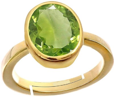 OM GYATRI Jaipur Diamonds 3.0 Carat Golden Sterling Synthetic Peridot Gemstone Panchdhatu Adjustable Ring for Women and Man Brass Peridot Gold Plated Ring