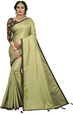 WEARSQUAD Solid/Plain Bollywood Silk Blend Saree(Light Green)
