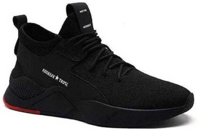 BERSACHE Boys Lace Running Shoes(Black)
