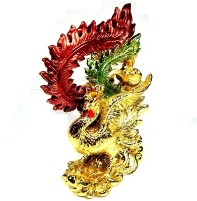 Urancia Feng Shui Phoenix Figurine fire Bird Phoenix 4 God Dragon Mascot Peacock Dragon 5 Inch for Vastu Fengshui Home Decor Decorative Showpiece  -  6 cm(Plastic, Gold, Red)