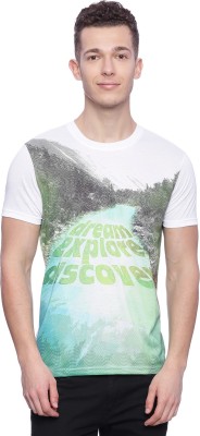 Wolfpack Printed Men Round Neck White, Green T-Shirt