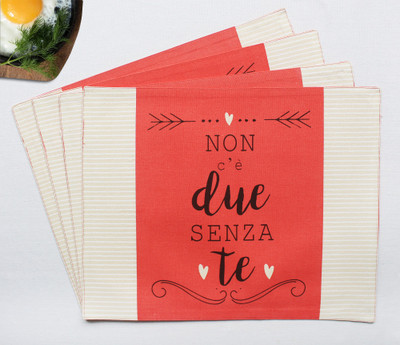 AIRWILL Rectangular Pack of 4 Table Placemat(Red, Cotton)