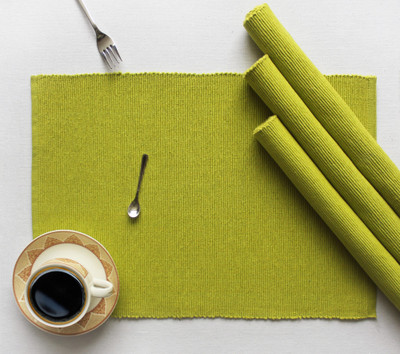 AIRWILL Rectangular Pack of 4 Table Placemat(Light Green, Cotton)