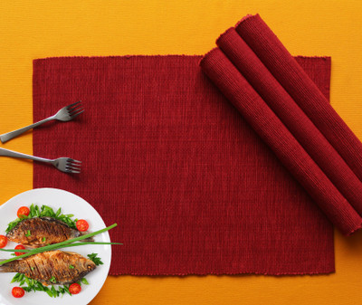 AIRWILL Rectangular Pack of 4 Table Placemat(Maroon, Cotton)