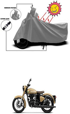 Auto Age Two Wheeler Cover for Royal Enfield(Classic 350, Grey)