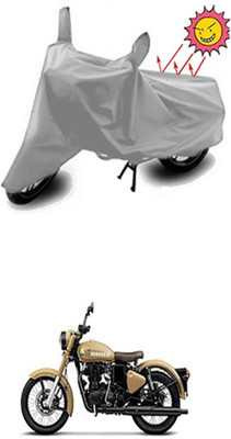 Auto Age Two Wheeler Cover for Royal Enfield(Classic 350, Silver)