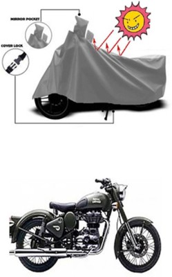 Auto Age Two Wheeler Cover for Royal Enfield(Battle Green, Grey)