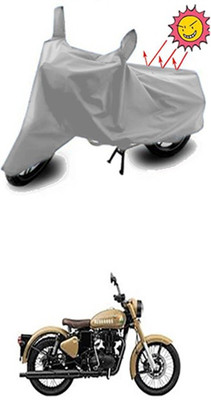 Auto Age Two Wheeler Cover for Royal Enfield(Silver)