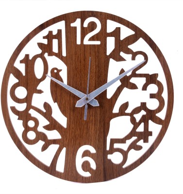 LAKHAJI Analog 11 cm X 29.1 cm Wall Clock(Brown, Without Glass, Standard)