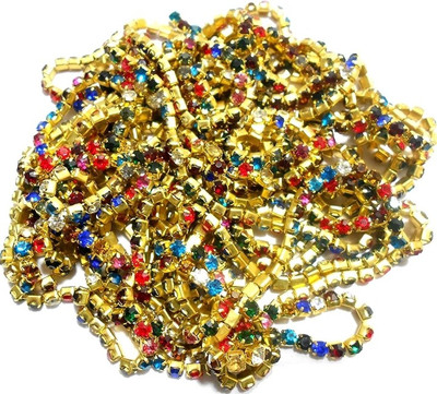 Atifa embroidery material 12 ss stone chain all super bright glittering different colours for embroidery, craft and jewellery making(5 meter)