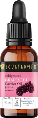 16% OFF on Soulflower Grapeseed Oil 30ml, 100% Premium & Pure, Natural and Coldpressed, For Acne Control, Skin Tighetning,, Face Massage, Glowing & And Shiny Hair(30 ml) 16% OFF on Soulflower Grapeseed Oil 30ml, 100% Premium & Pure, Natural and Coldpressed, For Acne Control, Skin Tighetning,, Face Massage, Glowing & And Shiny Hair(30 ml)